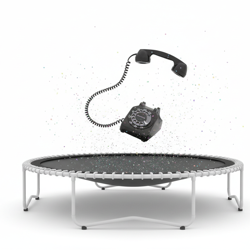 good. now the phone jumping on a trampolin